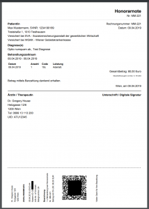 Docsy Registrierkasse für Ärzte - Beleg, Belegdruck