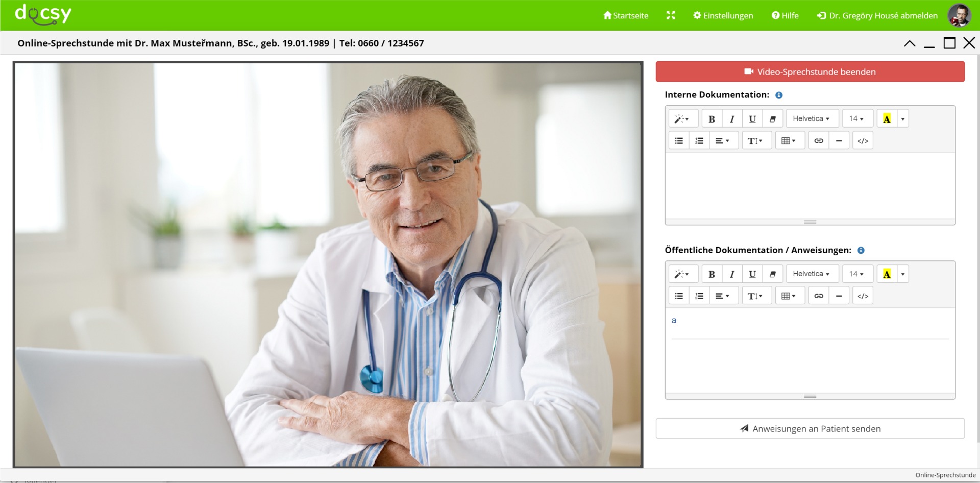 docsy Video-Sprechstunde Online-Ordination Telemedizin